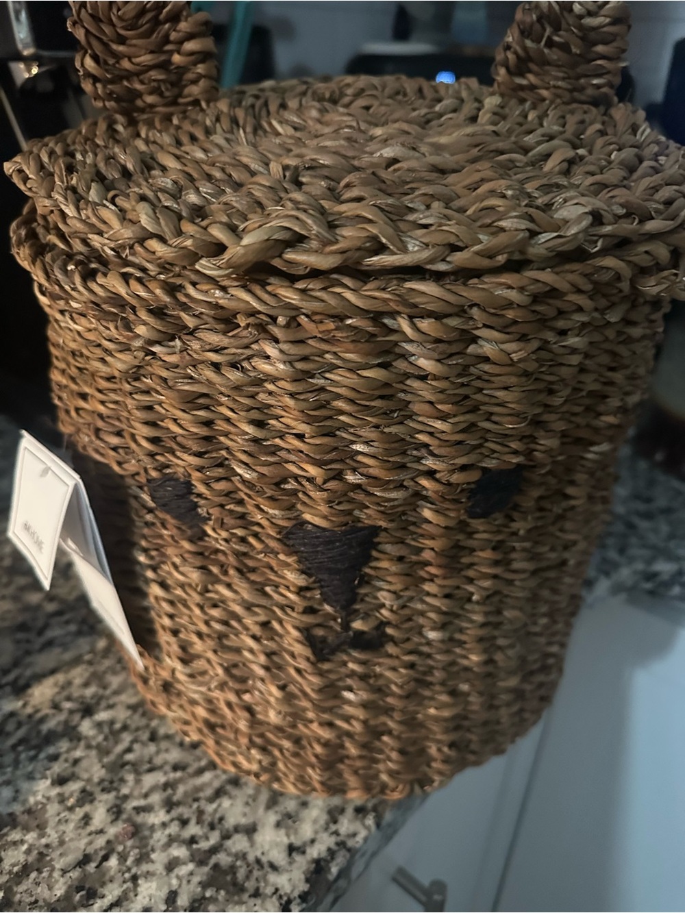 Source Unknown Brown Woven Animal Lidded Storage Basket